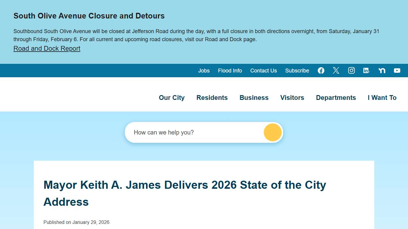 Mayor Keith A. James Delivers 2026 State of the City Address City of West Palm Beach